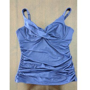 Anne Cole Blue Tankini Swim Top w/ Underwire and Ruched Sides - 34D